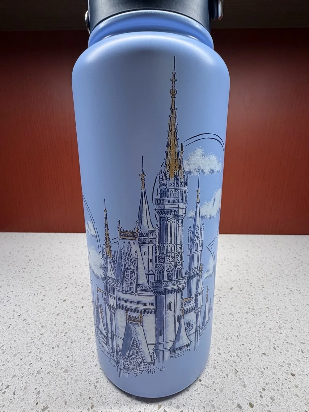 NEW 2026 DISNEY WORLD CINDERELLA CASTLE JUMBO 1 LITER WATER BOTTLE IN BLUE